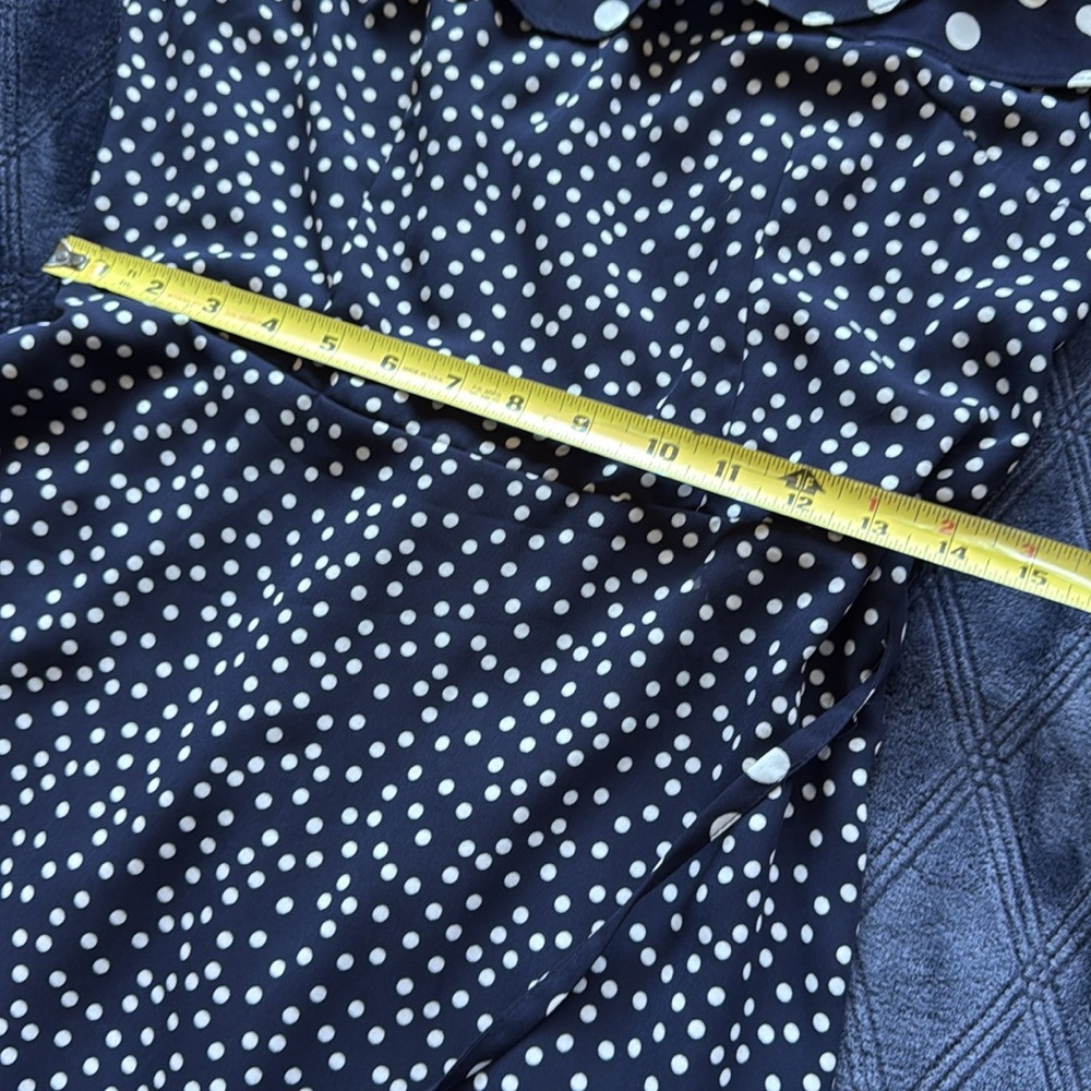 A New Day Mixed Polka Dot One Shoulder Ruffle Midi Dress - Navy Blue/White - S - Picture 7 of 11